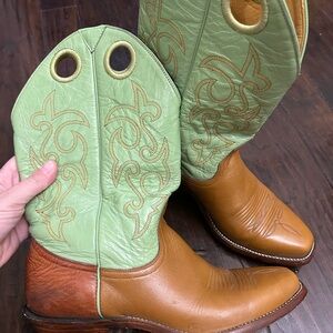 Barstow Pro Rodeo Equipment Women’s Boots Mint Green Tan Brown Leather Size 8.5